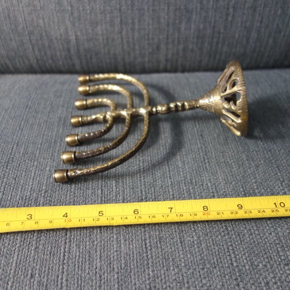 Metal Temple Menorah with Jerusalem Base - Picture 9 of 13